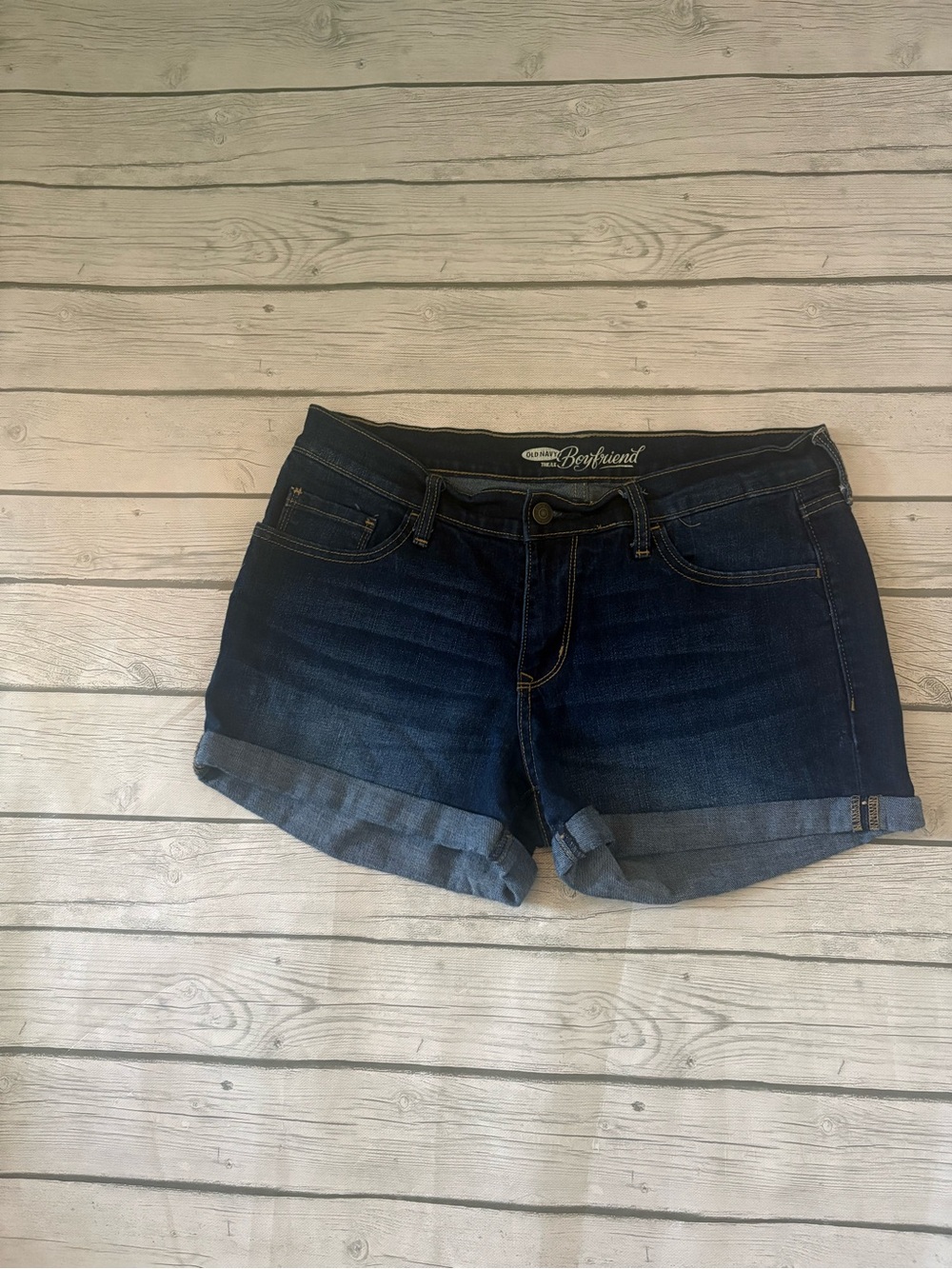 Old Navy Dark Blue Roll-Cuff Boyfriend Jean Shorts